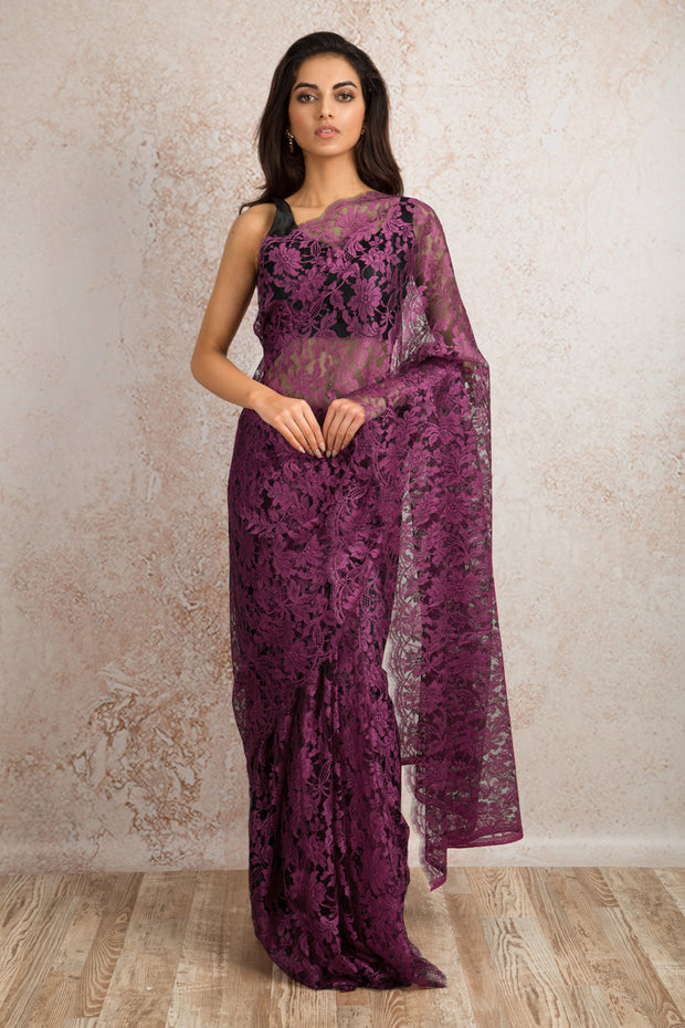 French Chantilly Lace Saree 16548G_Q