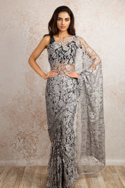 French Chantilly Lace Saree 21778G_2