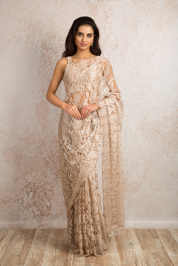 French Chantilly Lace Saree 21778G_6