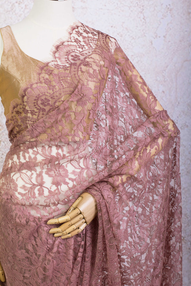 French Chantilly Lace Saree 21778G_5