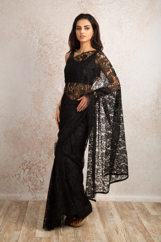 French Chantilly Lace Saree 16548G_U