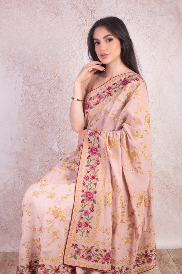 Crepe reshamwork saree M9_501B