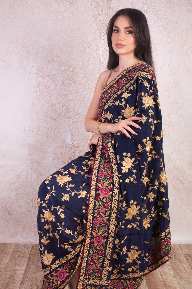 Crepe reshamwork saree M9_501C