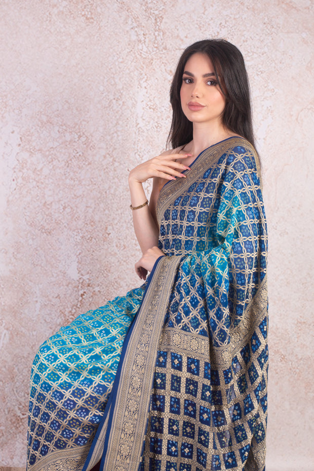 Bandhani woven saree Q9-9E