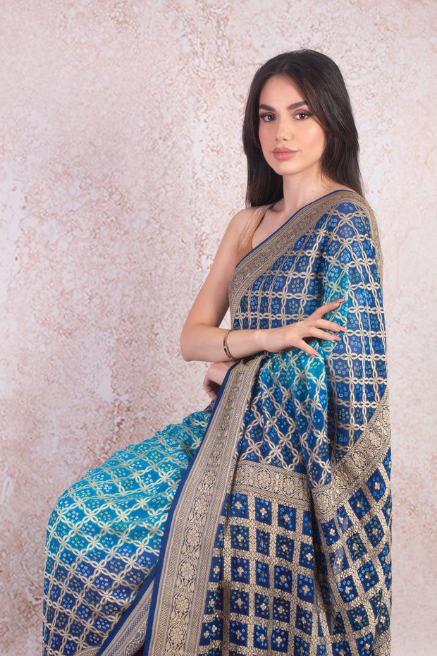 Bandhani woven saree Q9-9E