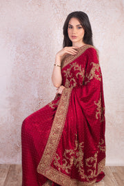 Satin embroidered saree G9_118