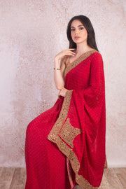 Satin embroidered saree G9_96