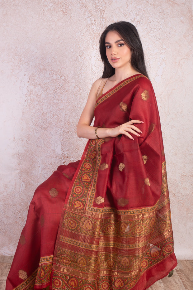 Tassarbutti weave print saree E9_190