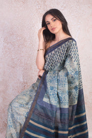 Tassar border saree T8_10