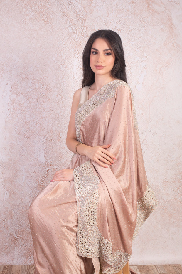 Satin embroidered saree G9_128