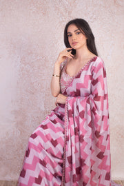 Zig zag saree & blouse H9_267