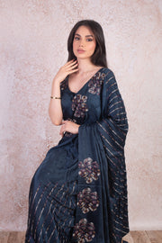 Satin crystals saree & blouse H9_262