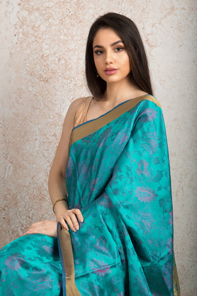 Shop Online Jacquard Traditional Woven Silk Saree in Rama Blue - Shivani  Style House UK