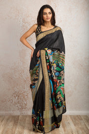 Peacock print saree R8_511B - Variety Silk House Ltd