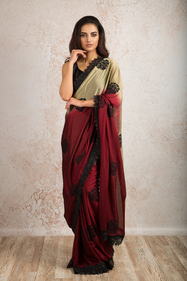 Lace embd border saree N8_409 - Variety Silk House Ltd