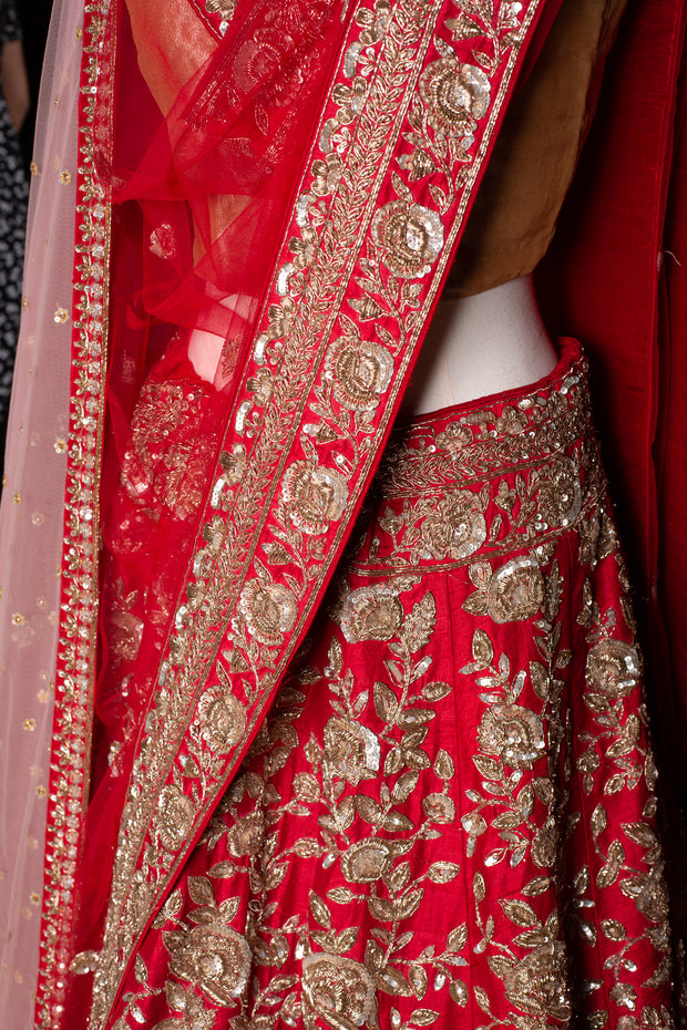 Shop Dazzling Maroon Sequins Velvet Bridal Lehenga Choli with Double Dupatta  From Ethnic Plus