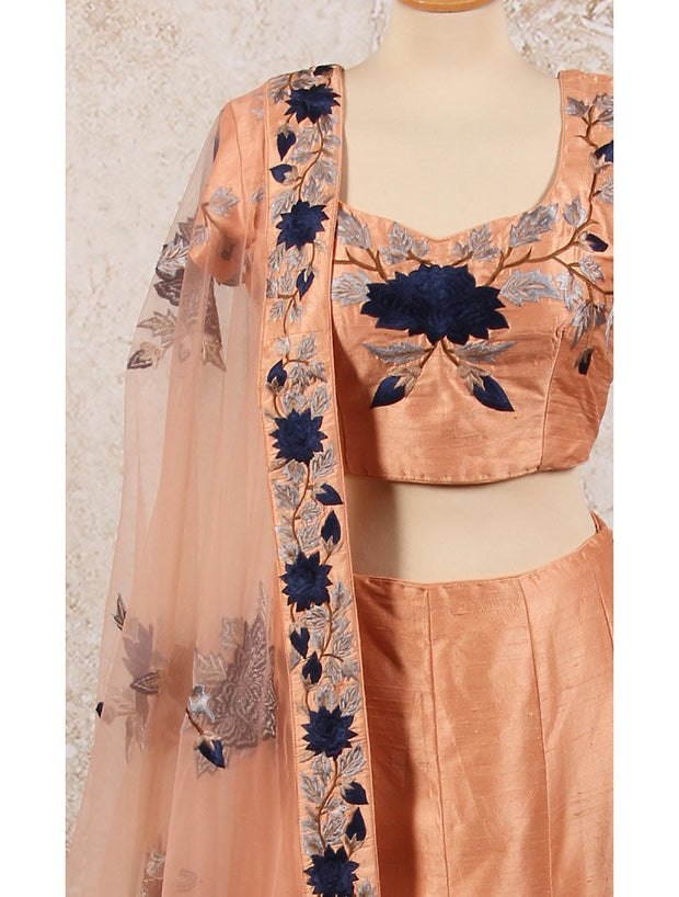 C8/1008 Dupion floral embd top/skirt - Variety Silk House Ltd