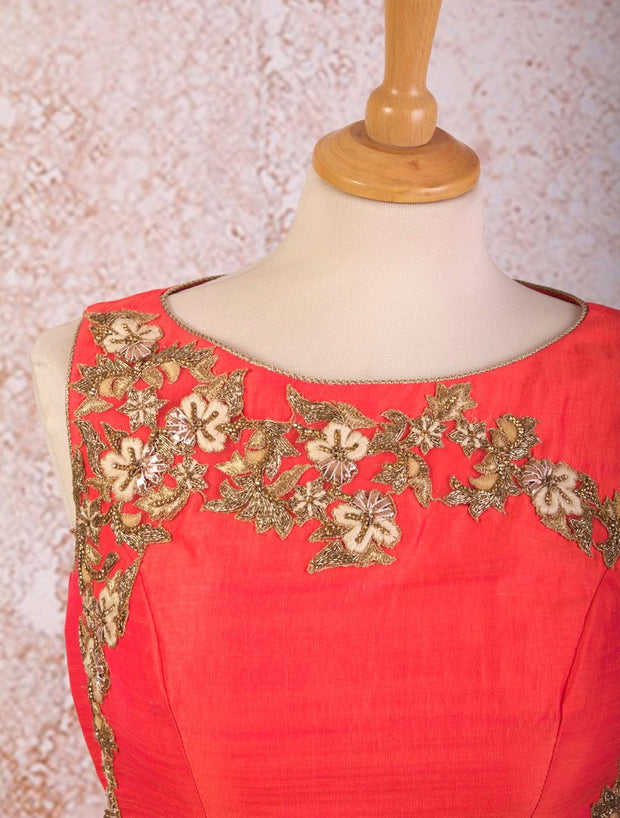 I8/1002 Dupion embd dress - Variety Silk House Ltd