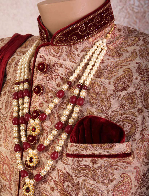 I8/2007 Brocade Sherwani/Velvet Detail - Variety Silk House Ltd