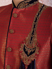 I8/2008 Sherwani Emb Button/Scarf - Variety Silk House Ltd