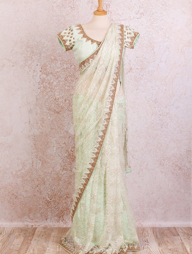 Lace saree/dupion blouse - Variety Silk House Ltd