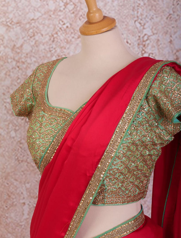 K8/8 Satin saree/crystal blouse - Variety Silk House Ltd